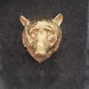 Gold Bear Head Brooch